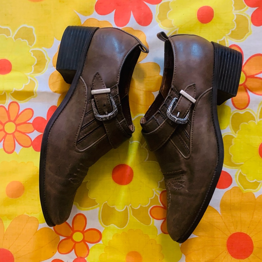 VTG 1980s Brown Buckle Booties